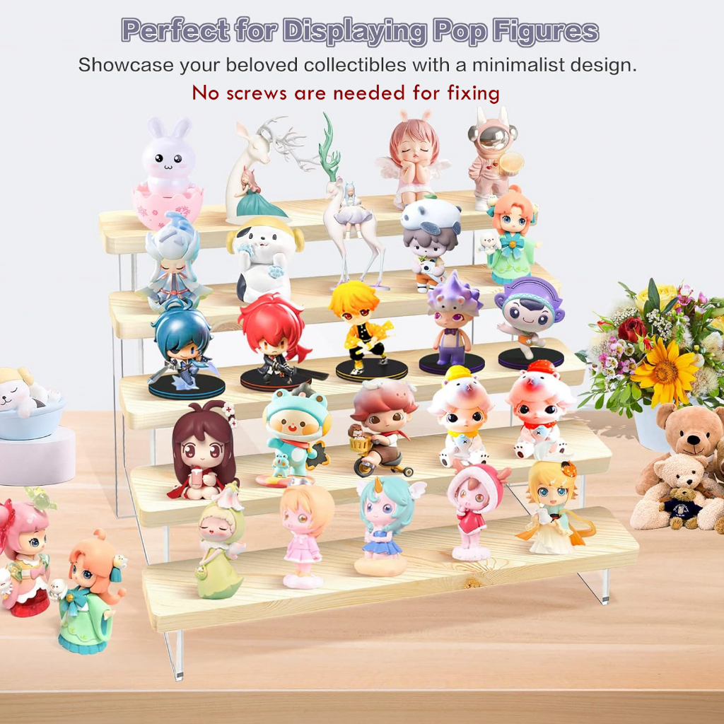 Wooden Display Stand Figurine Acrylic Display Stand Figure Display Rack Nail Polish/Perfume