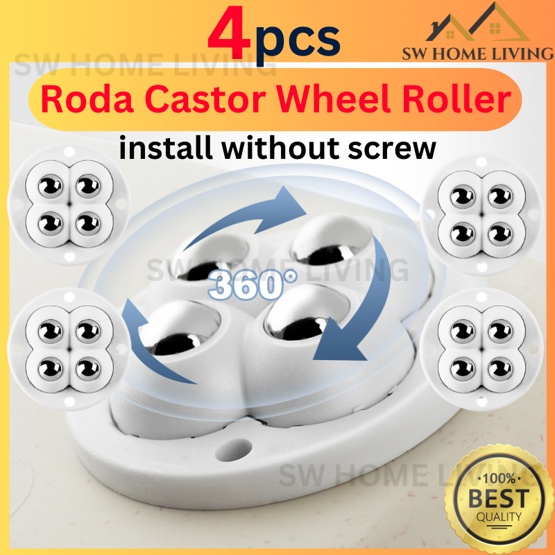 SW 4pcs Universal Mini Wheels Self Adhesive Wheels 360 Rotating Wheels ...