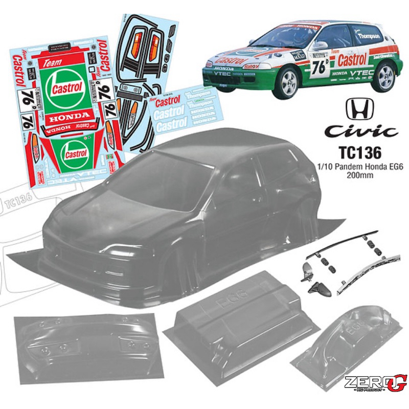 Team C TeamC TC136 1/10 Pandem Honda Civic EG6 2door 200mm Rc Rwd