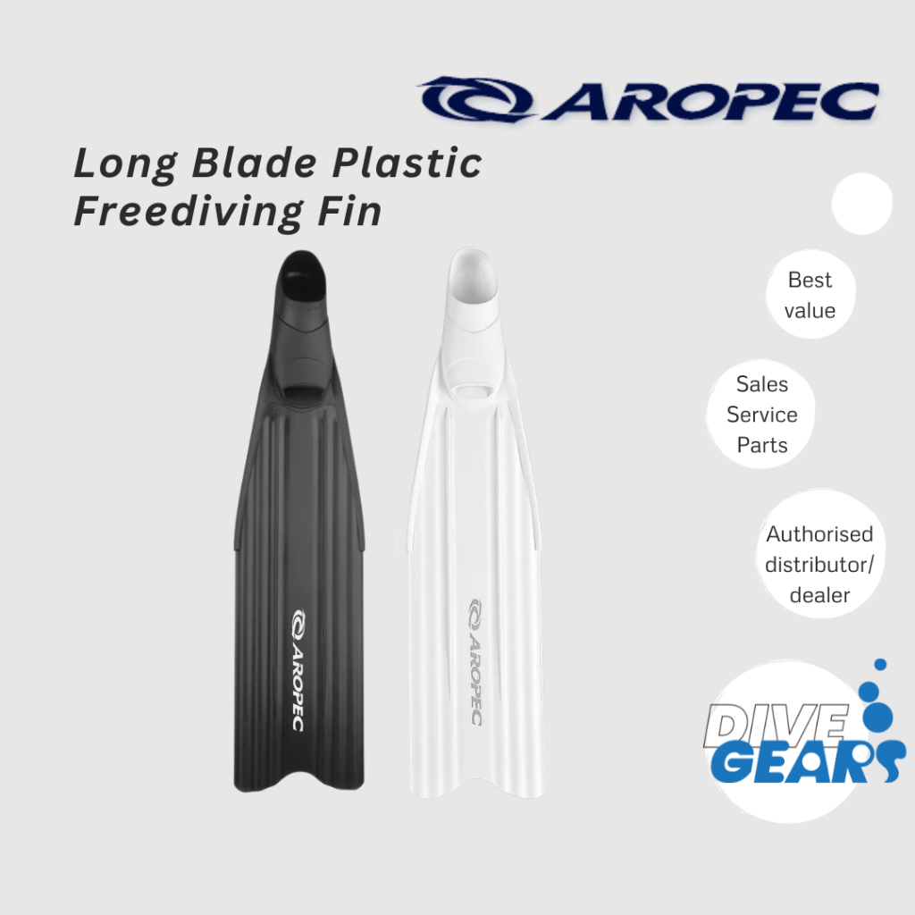 Aropec Long Blade Plastic Freediving Fin Black /White Freediving