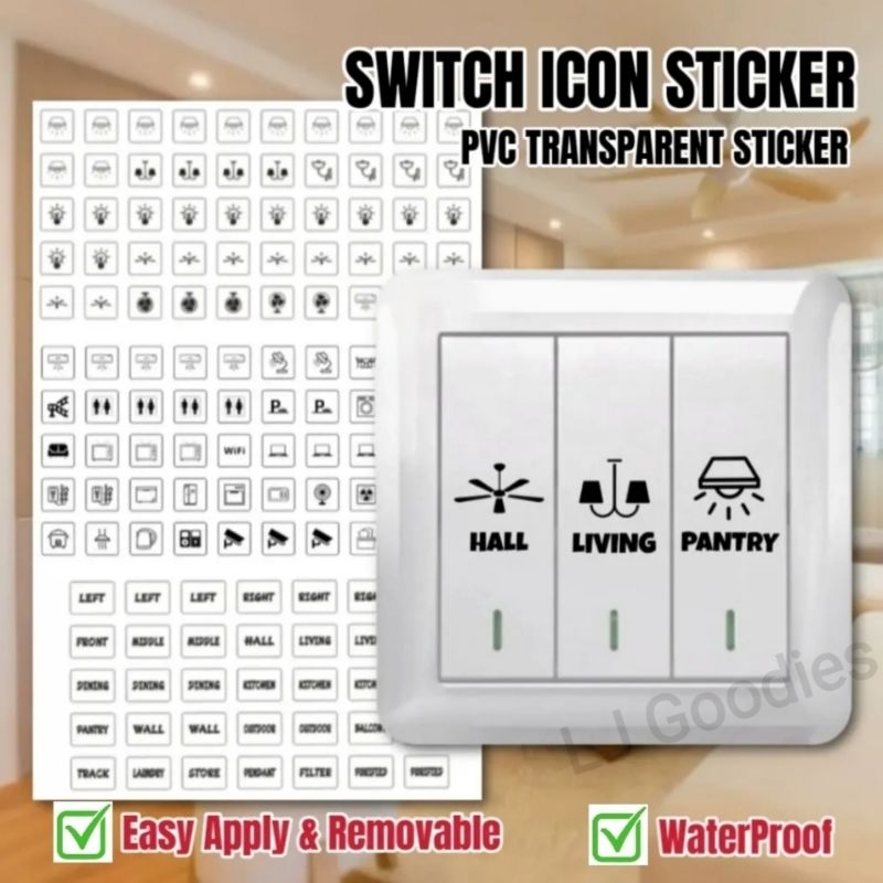 Minimalist Waterproof Switch Sticker / Electric Electrical Label / Suis ...