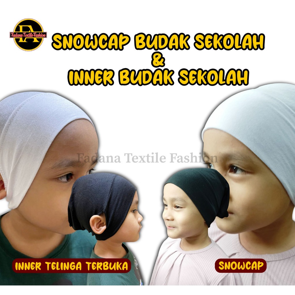 Inner Snowcap Children's School Headscarf Black White Cotton Premium ...
