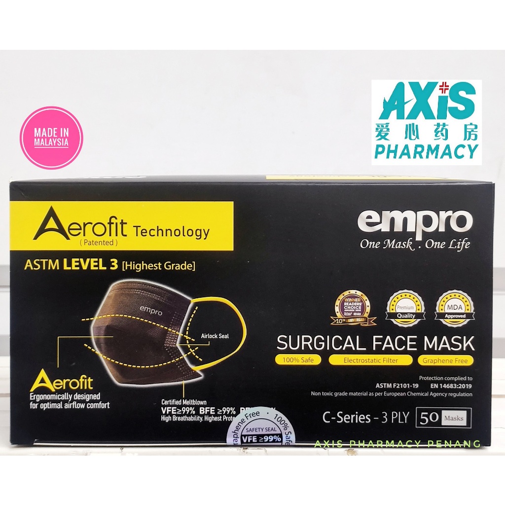 EMPRO AEROFIT TECHNOLOGY ADULT SURGICAL FACE MASK 50 Pieces Masks