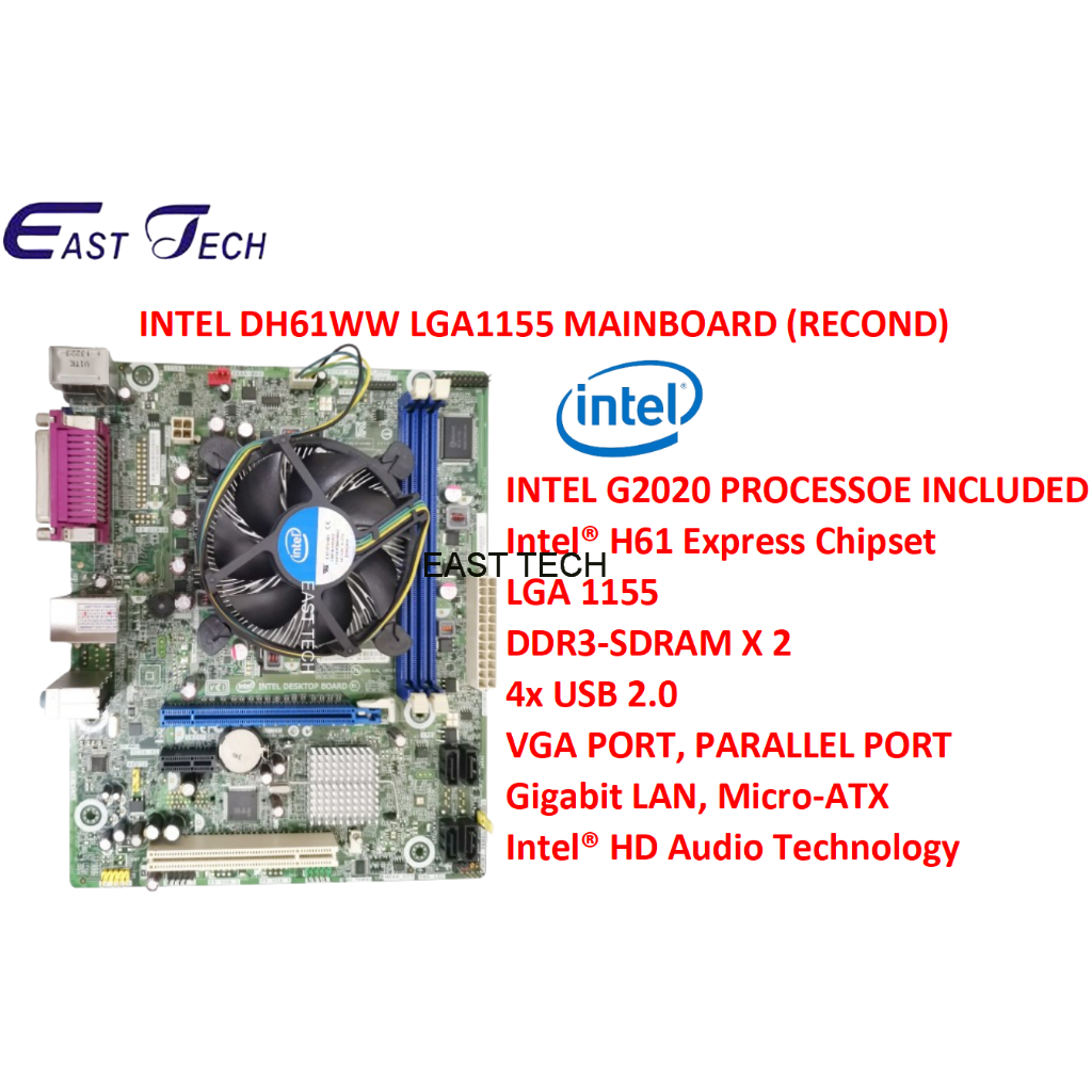 INTEL DH61WW LGA1155 MAINBOARD AND INTEL G2020 PROCESSOR (RECOND ...