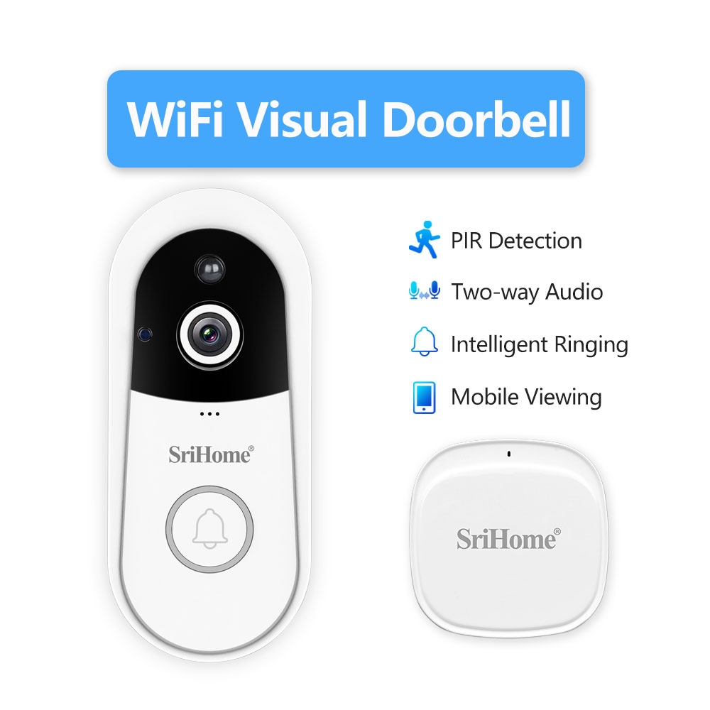 SriHome Doorbell Video Camera WiFi CCTV Battery Wireless Wired Free ...