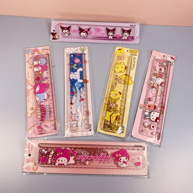 20cm sanrio cartoon design quicksand ruler student stationary glitter ...