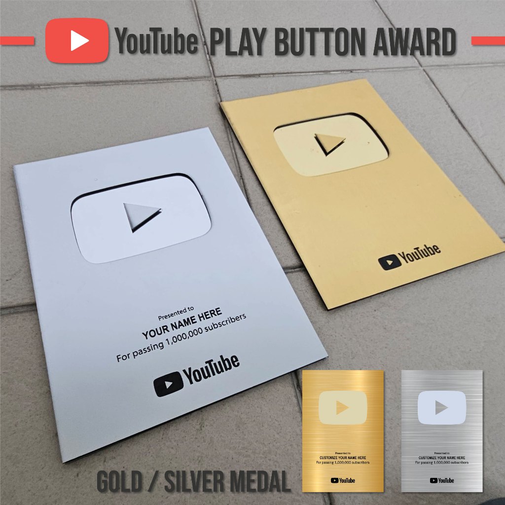 Wall Decoration Play Button Silver Gold Hiasan Dinding