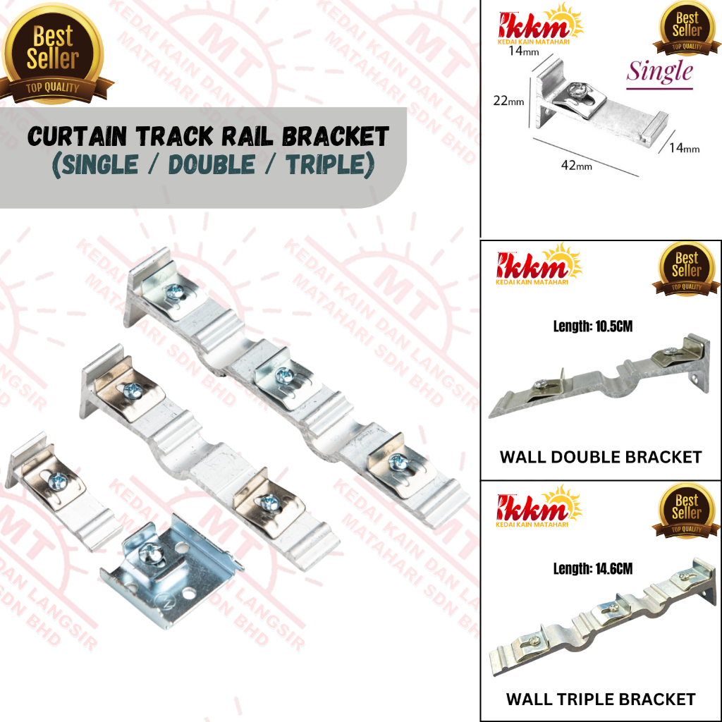 CURTAIN TRACK RAIL BRACKET / Breket Batang Rail Langsir Holder Kaki ...