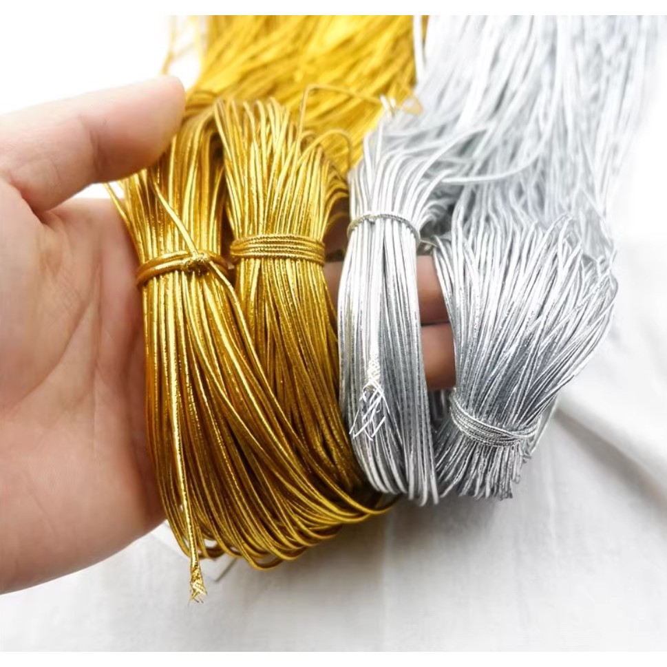 1mm 5yards golden elastic tag rope card cup rubber band golden thread ...