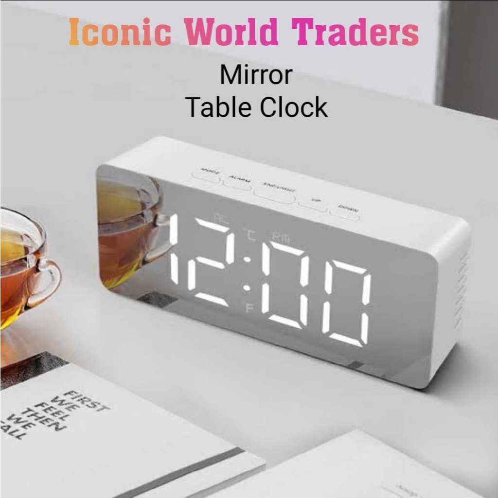 Sound Control Mirror LED Digital Clock Table Clock Alarm Clock LED ...