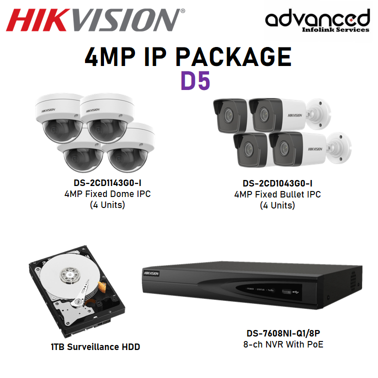 Hikvision CCTV 4MP IP 8-CH Package D5 - 4TB | Shopee Singapore