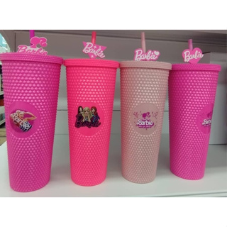 Miniso Barbie 700ml/24oz Studded Cup with Straw and Lid