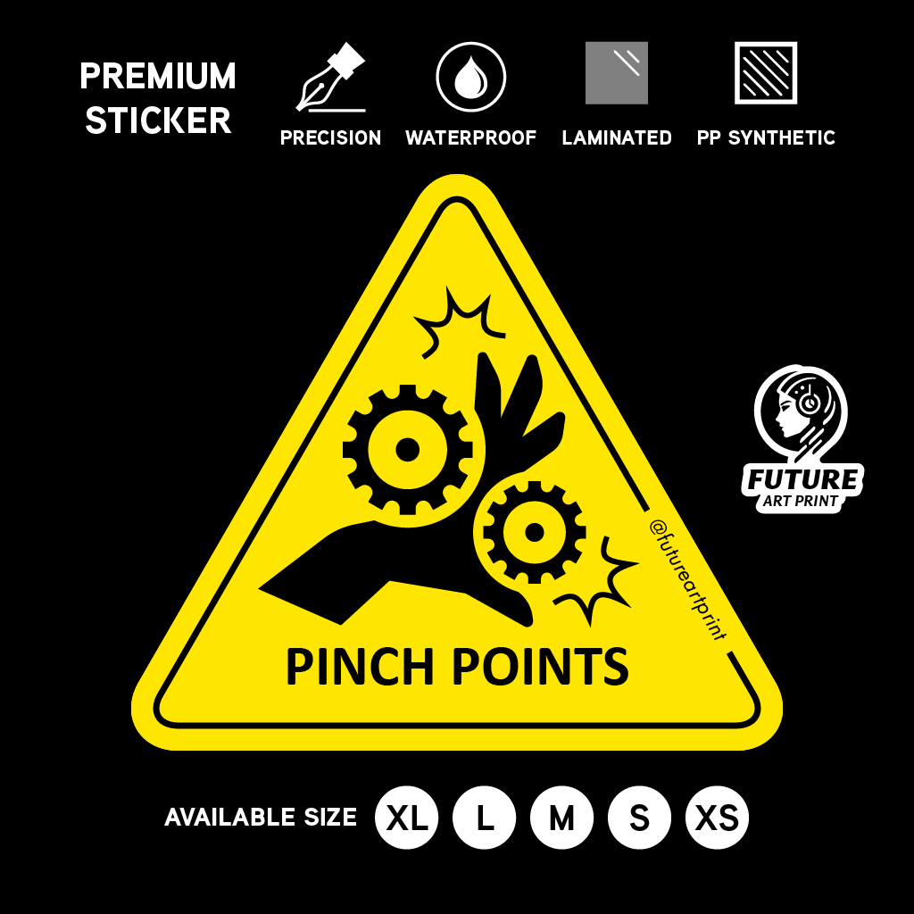 Pinch Points. Premium Triangle Sticker Sign Warning Caution Danger ...