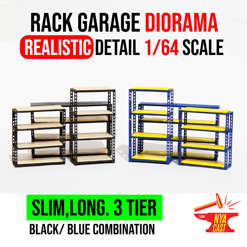 Rak Diorama Collection Slim Long 3 Tier Shelf Rack Heavy Duty Diecast ...