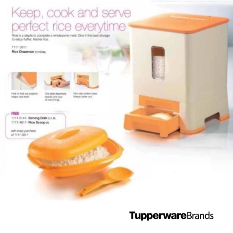 Tupperware Rice Dispenser 10.5kg red colour | Shopee Singapore