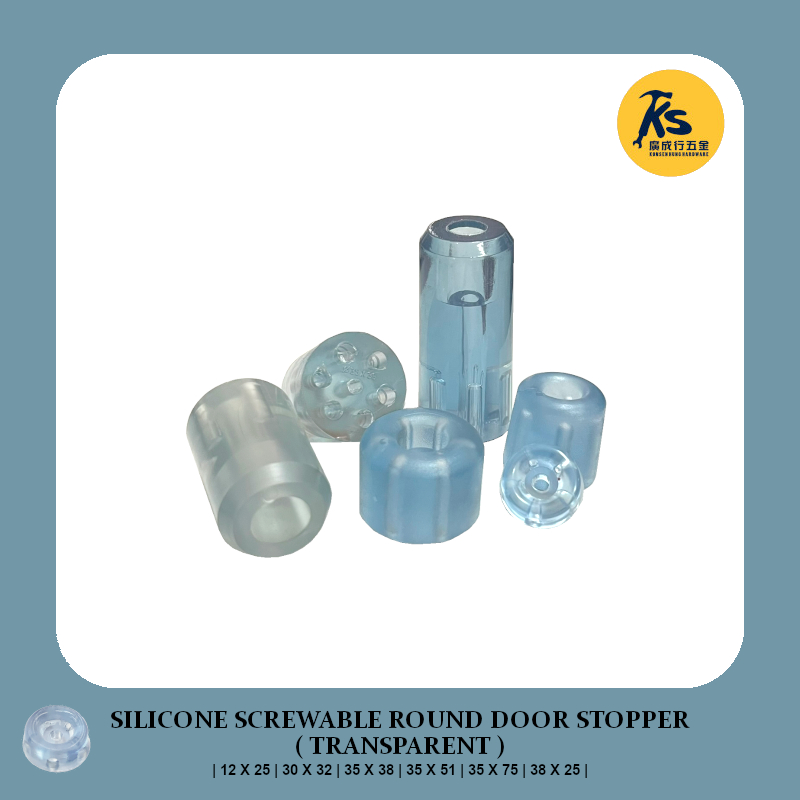 Silicone Screwable Round Door Stopper ( TRANSPARENT ) [ 12 X 25 | 30 X ...