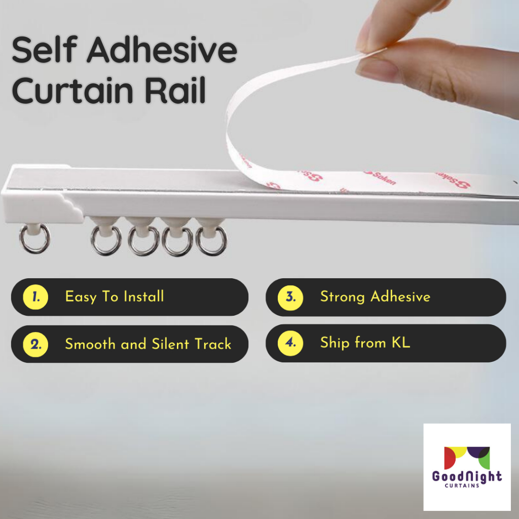 Fast Ship Rel Langsir Magic Adhesive Curtain Rail DIY Curtain
