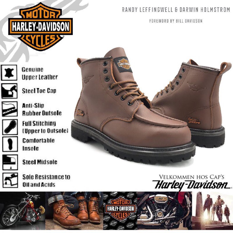 Harley Davidson Top Safe Gear US Standard Cowhide Upper Steel Cap Heavy ...