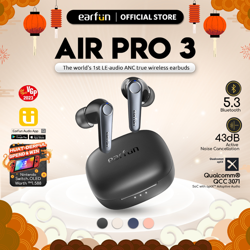 EarFun Air Pro 3  LE-Audio ANC True Wireless Earbuds
