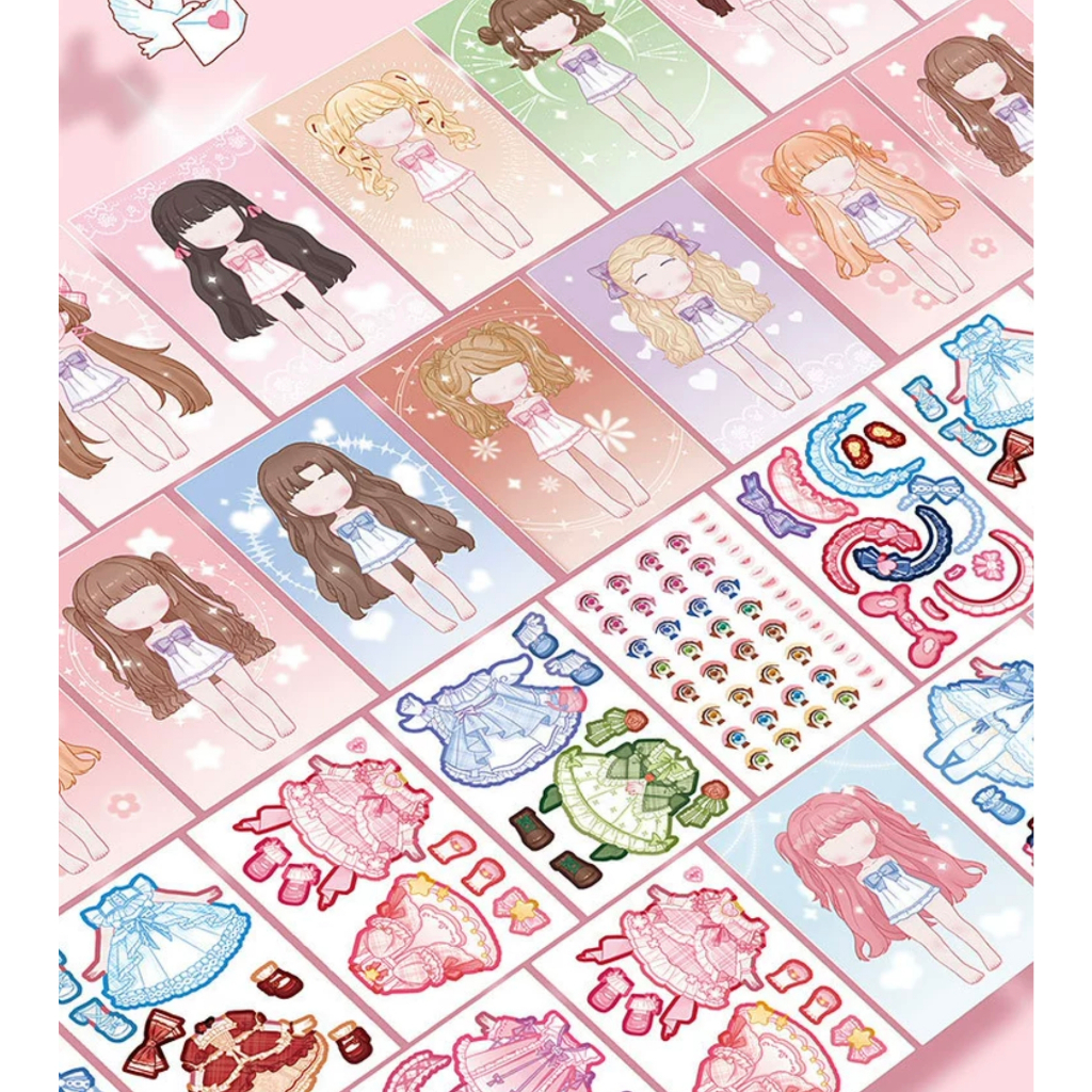 Kids Girl Make Up Sticker Book Paper Doll Dress Up Sticker Book Makeup ...