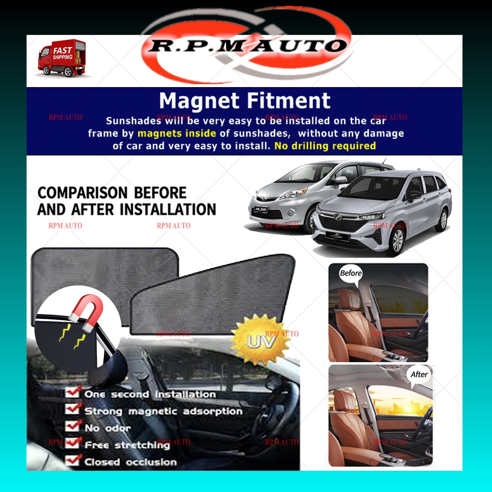 Perodua Alza Old New Magnetic Sunshade Car Window Windscreen Strong ...