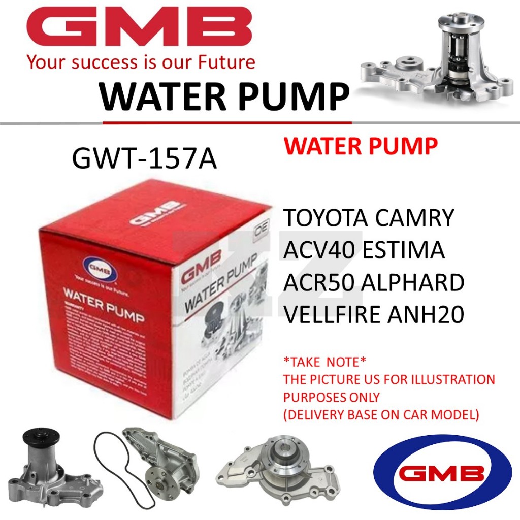 GMB BRAND WATER PUMP GWT157A TOYOTA CAMRY ACV40 ESTIMA ACR50 ALPHARD
