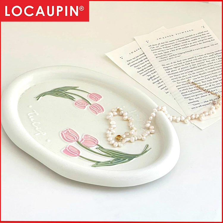 Locaupin Jewelry Dish Trinket Tray, Entryway Table Key Dish Tray ...