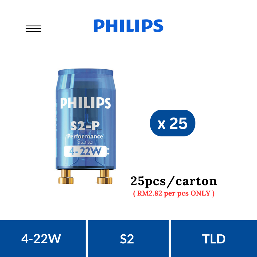 PHILIPS S10 S2 Fluorescent Safety Starter (25 PCS) | LED Tube EMP ...
