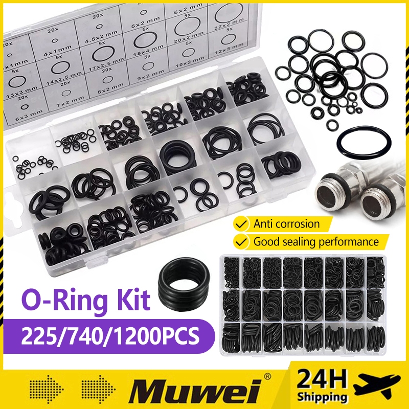 Rubber O Ring 225pcs / 740pcs / 1200pcs Set Hydraulic Plumbing Gasket ...