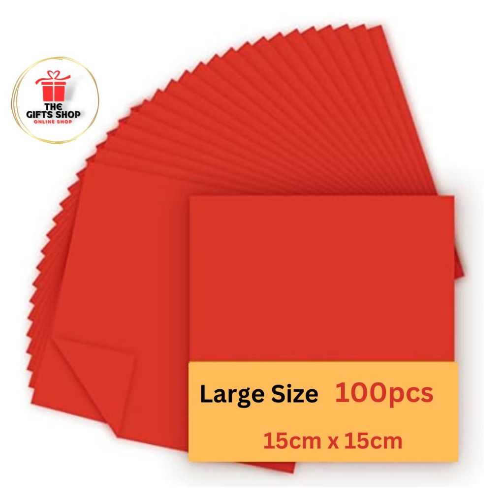 COLOUR PAPER 15cm x 15cm Double Sided Single Color ( Mix or Red Colour ...