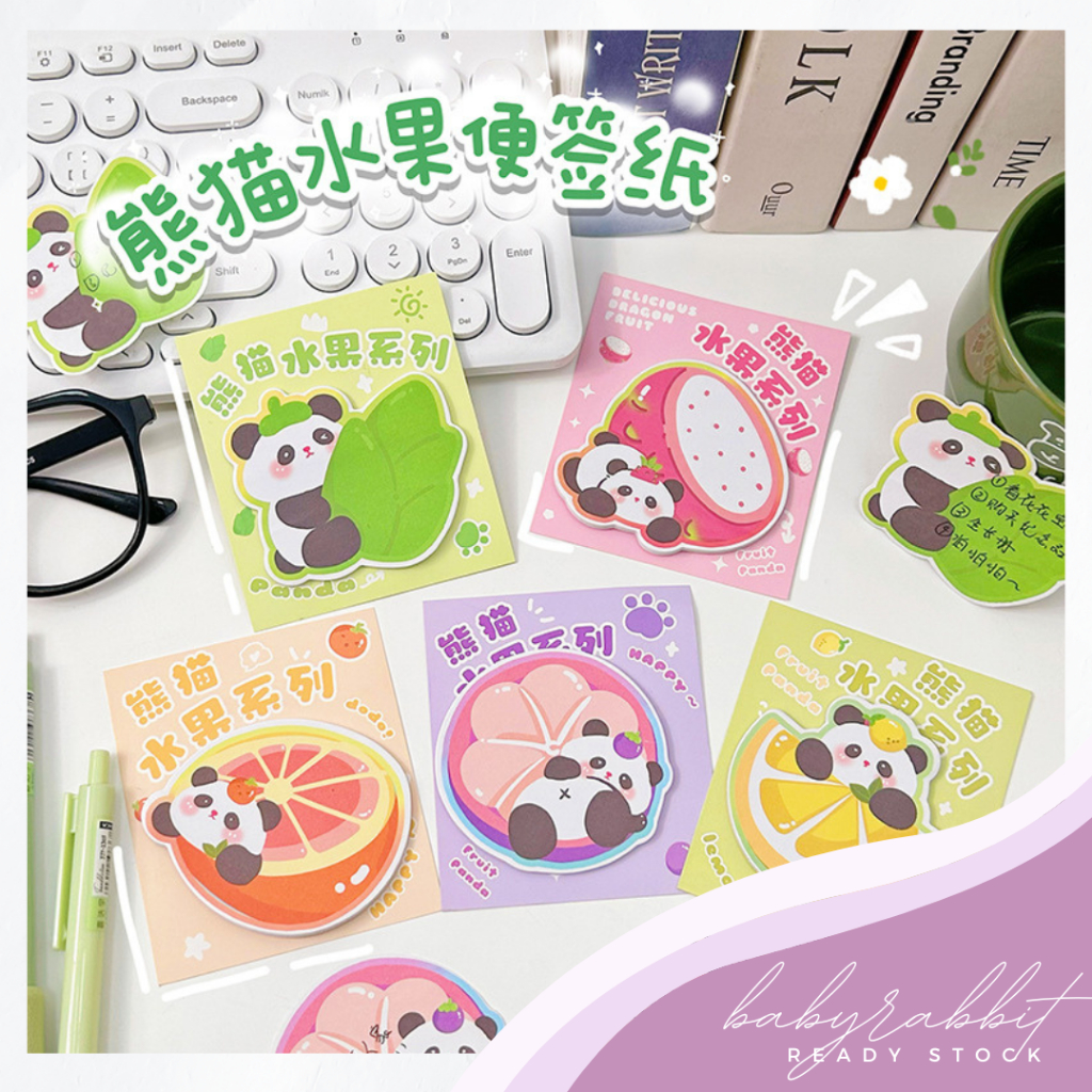 Panda Cartoon Sticky Notes Memo Pad Note for Student 卡通熊猫异形便利贴学生便携可爱N ...