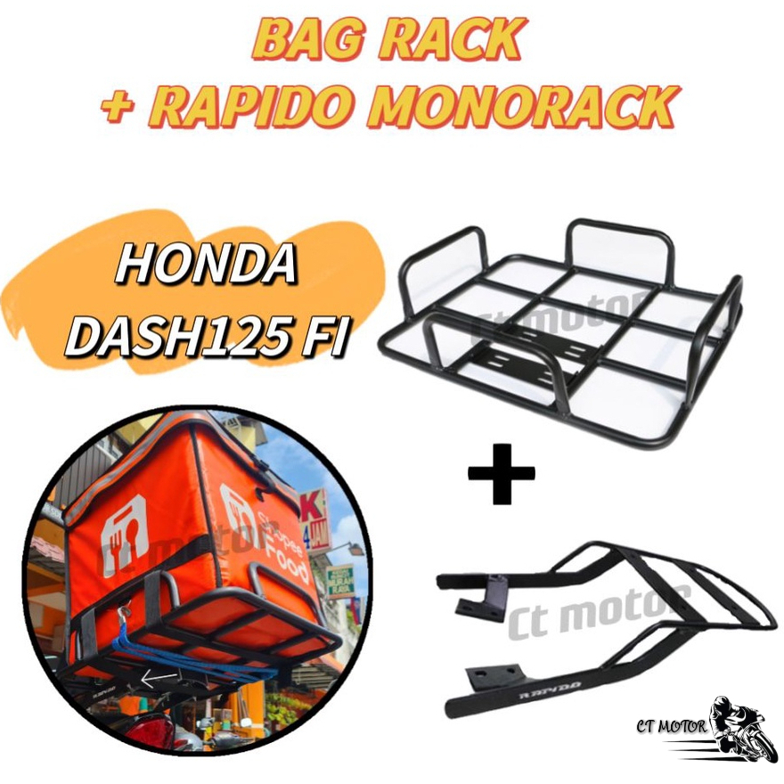 ct motor HONDA DASH 125 FI Rapido Monorack + Bag Delivery Besi Frame ...