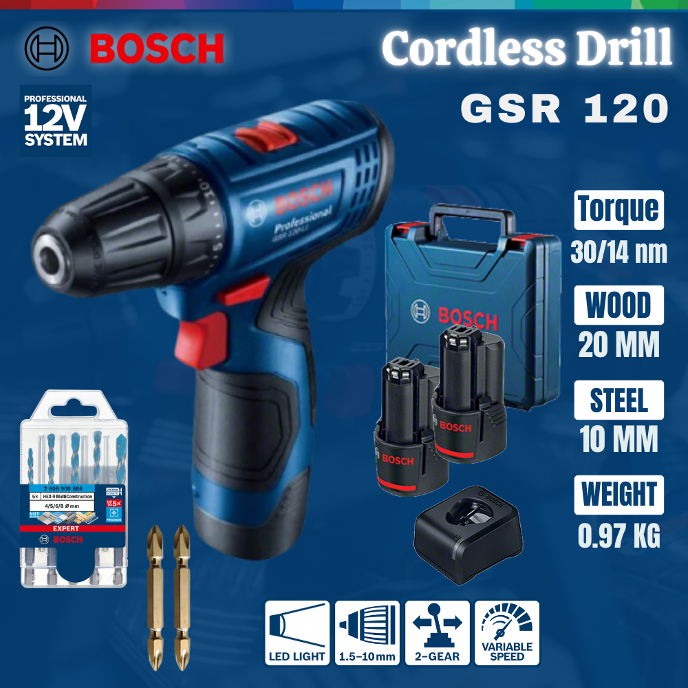 Bosch 12v Cordless Drill Battery Drill GSR 120 Li