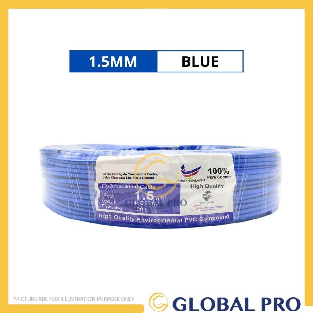 SIRIM 1 ROLL 1.5mm / 2.5mm PVC Insulated Cable Kabel Wayar Elektrik ...