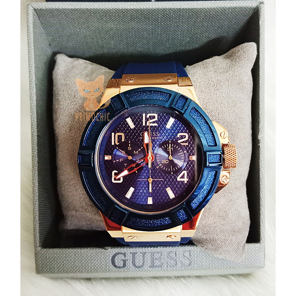 Guess Men Watch U0247G3 Iconic Multifunction Blue Rose Gold Watch