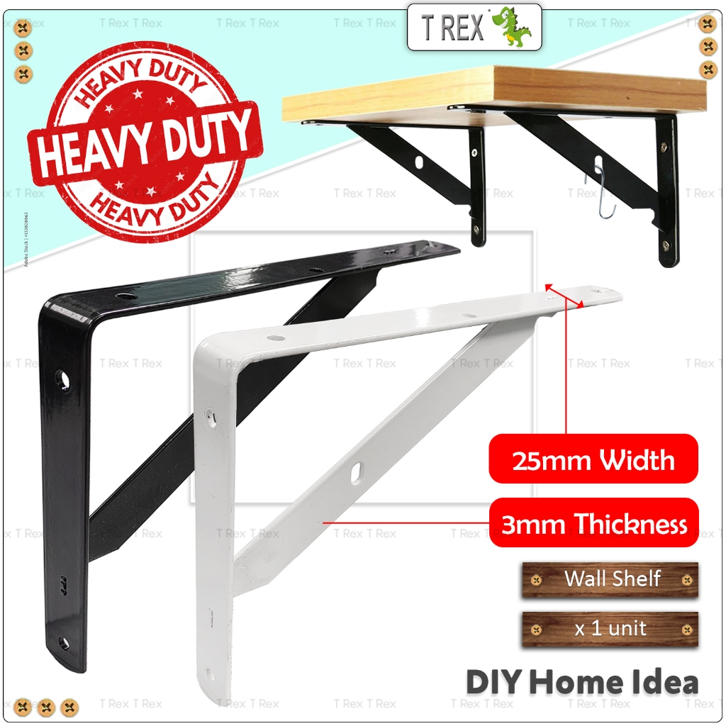 T Rex DIY Epoxy Coat Metal Wall Shelf Shelve L Bracket Iron Wall Mount ...