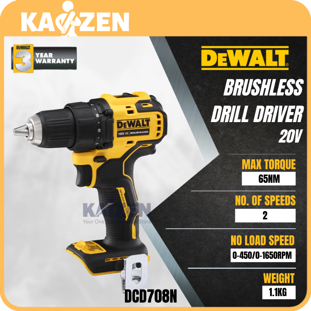 DEWALT DCD708N-XJ 20V MAX ATOMIC BL Drill Driver ( Bare Unit ) | Shopee ...