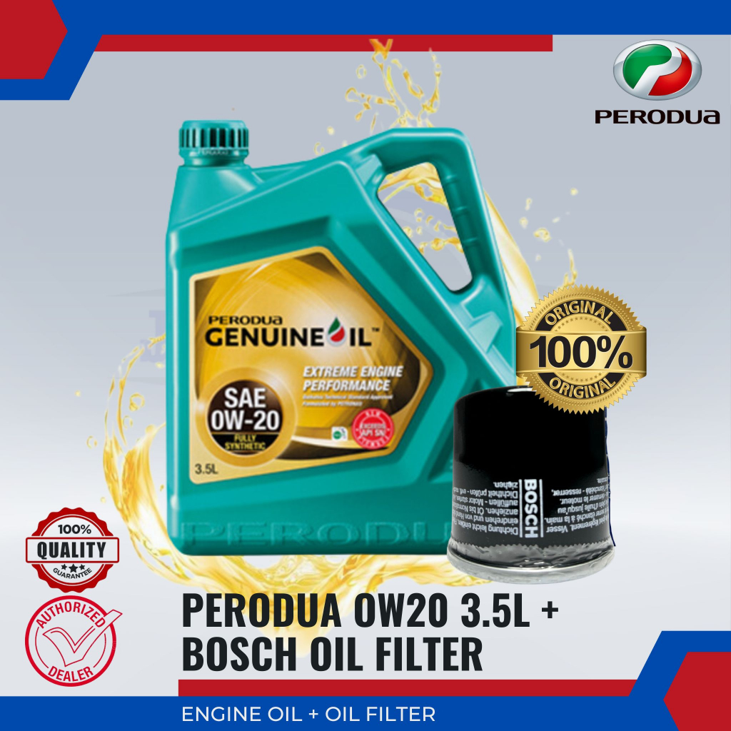 PERODUA ENGINE OIL FULLY SYNTHETIC 0W20 3.5L + BOSCH OIL FILTER ...