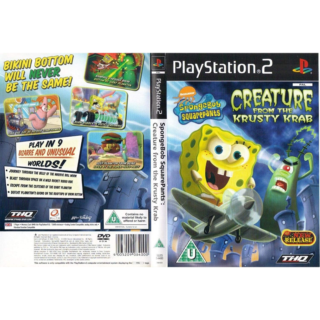 PS2 DVD Games SpongeBob SquarePants - Creature from the Krusty Krab ...