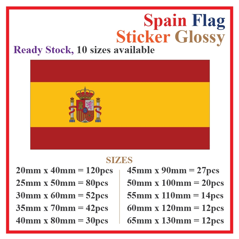 Spain Flag Sticker Rectangle Postcard / Stiker Pelekat Poskad Bendera ...