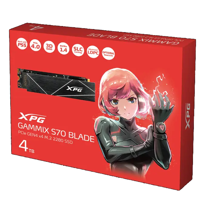 ADATA XPG GAMMIX S70 BLADE PCIE GEN4X4 M.2 2280 INTERNAL SSD WITH
