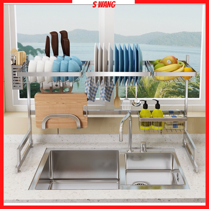 304 Stainless Steel Thick Dish Drainer Kitchen Sink Rack Dish Rack ...