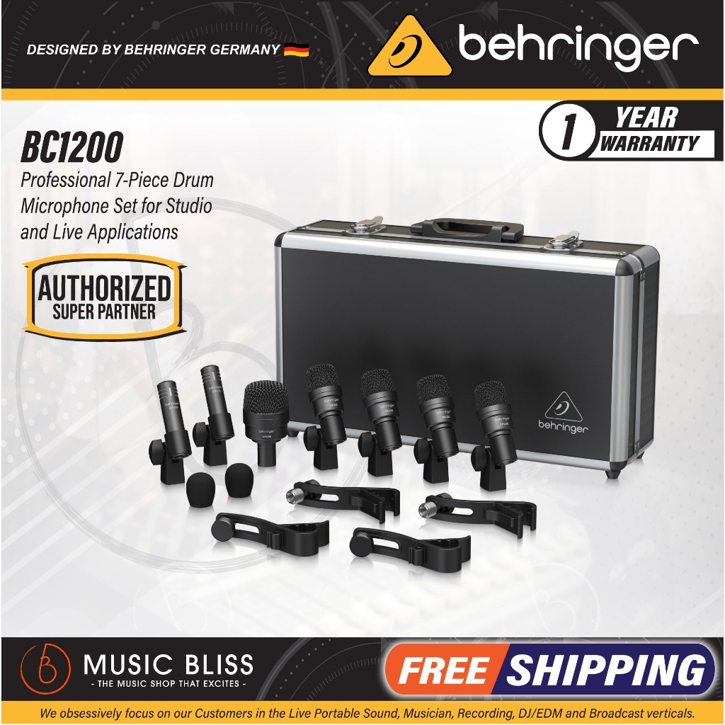 Behringer BC1200 Professional 7-piece Drum Microphone Set (BC 1200 / BC ...