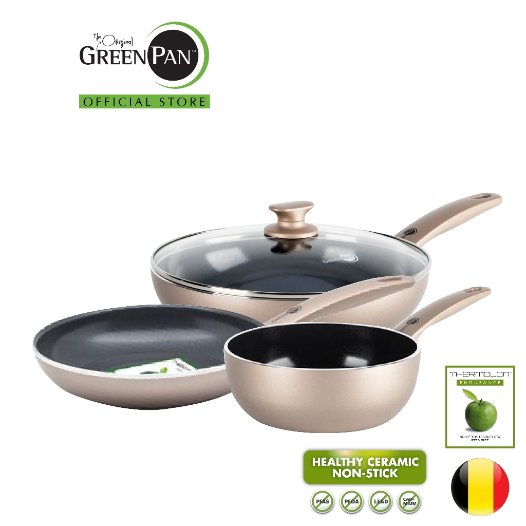 Greenpan Cambridge Bronze Non-stick Set: 20cm Deep Frypan (IH) + 20cm ...