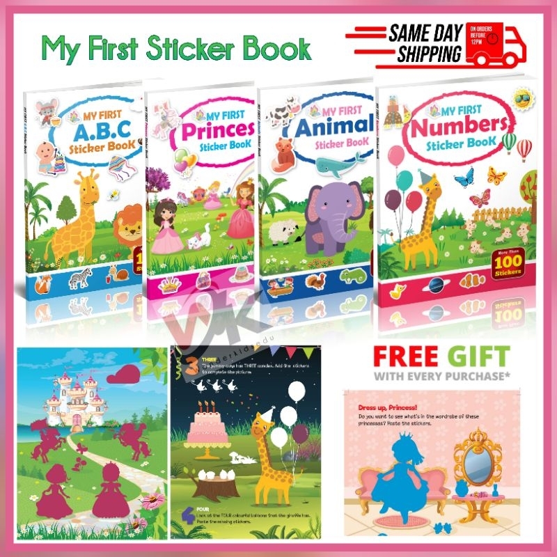 My First Sticker Book ABC Animals Numbers Princess | Sticker Book For ...