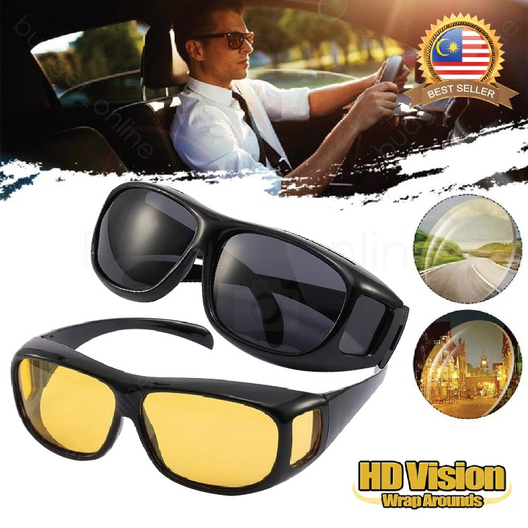 Day Night Wrap Around Glasses Anti Glare Vision Driving View Sunglasses Cermin Mata Anti Silau Shopee Singapore