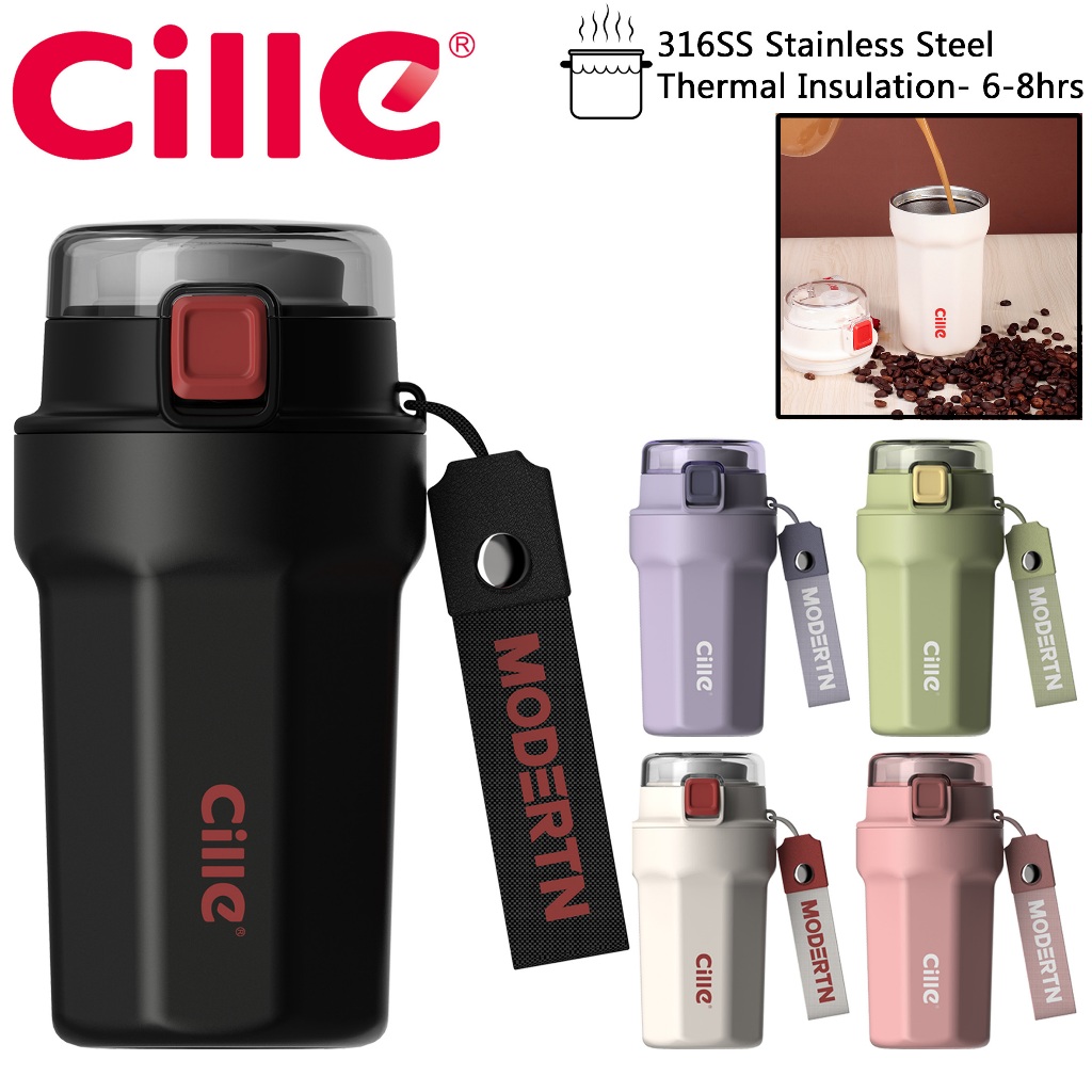 Cille 400ml Handheld Car Holder 316SS Stainless Steel Vacuum Flask - Main Image