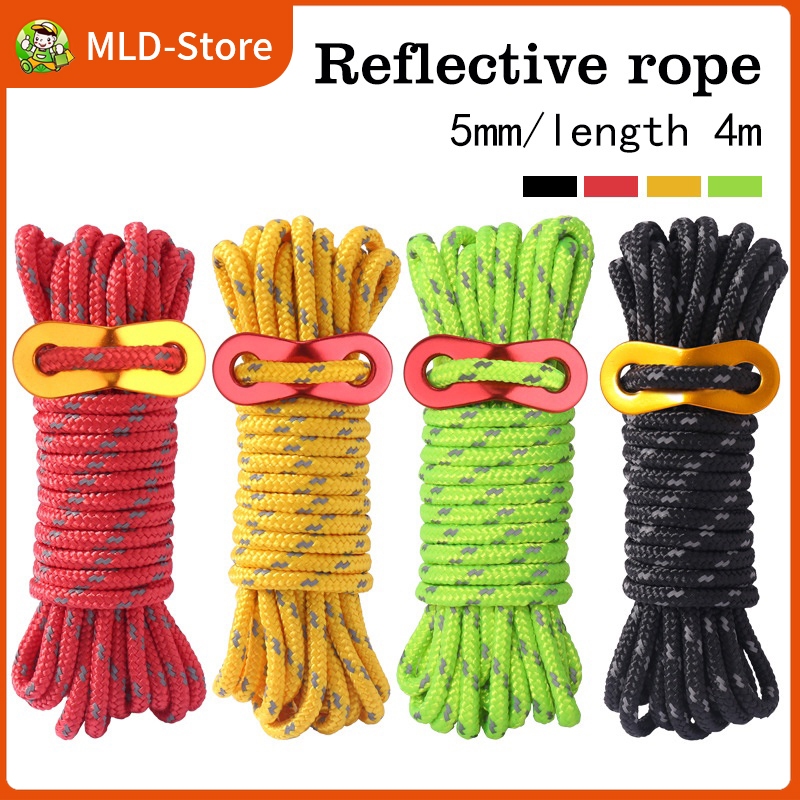 MLD 5mm Thick Reflective Rope 4M Camping Tent Flysheet Wind Rope ...