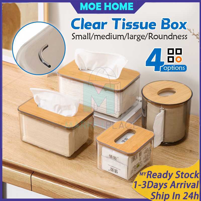 Portable Transparent Tissue Box Paper Tissue Box Holder Container ...
