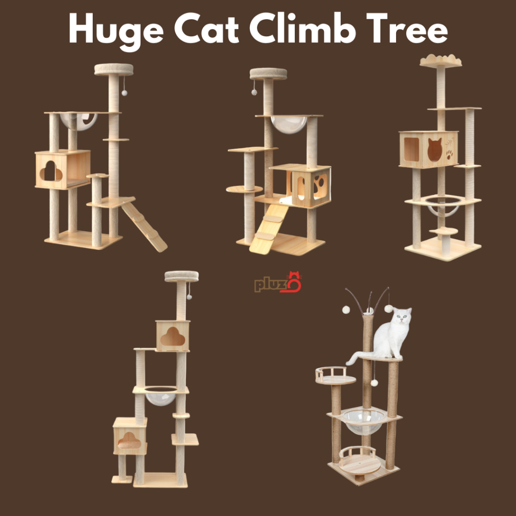 Premium Large Cat Tree House Wood Cat Condo Bed Scratcher House Cat